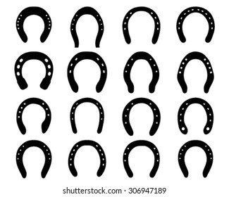 Black silhouettes of different horseshoe, vector