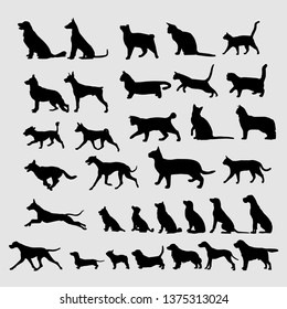 black silhouettes of dog and cat icons