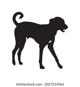 Black silhouettes of Dog on a white background. vector illustration