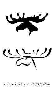 Black silhouettes of elk head