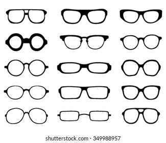 Black silhouettes of eyeglasses, vector