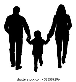 Black silhouettes Family on white background. Vector illustration.