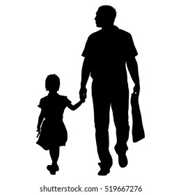 Black silhouettes Family on white background. Vector illustration.