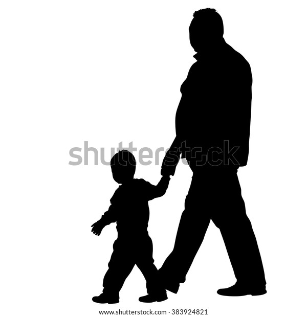 Black Silhouettes Family On White Background Stock Vector (Royalty Free ...