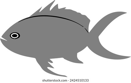 
Black silhouettes of fish on white background.