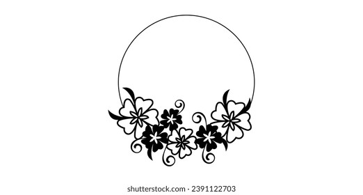 Black silhouettes of flower with shape, pro vector