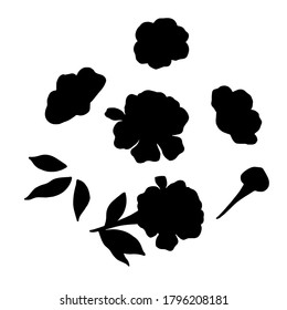 Black silhouettes of flowers. Vector illustration.