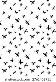 black silhouettes of flying insects