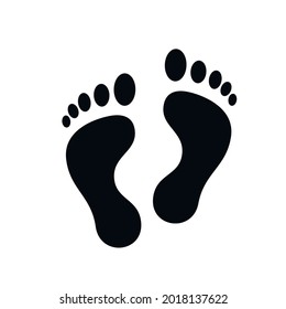 Black silhouettes footprint isolated on white background. Vector
