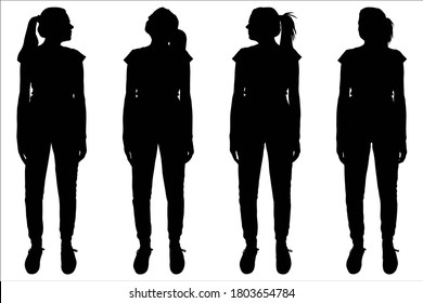 Woman Body Shape, Outline And Silhouette Template. Full Length