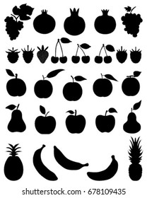 Black  silhouettes of fruit,vector icon set