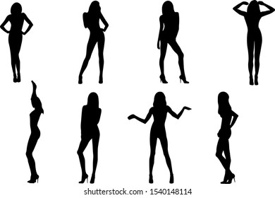 Black Silhouettes Girl On White Background Stock Vector (Royalty Free ...