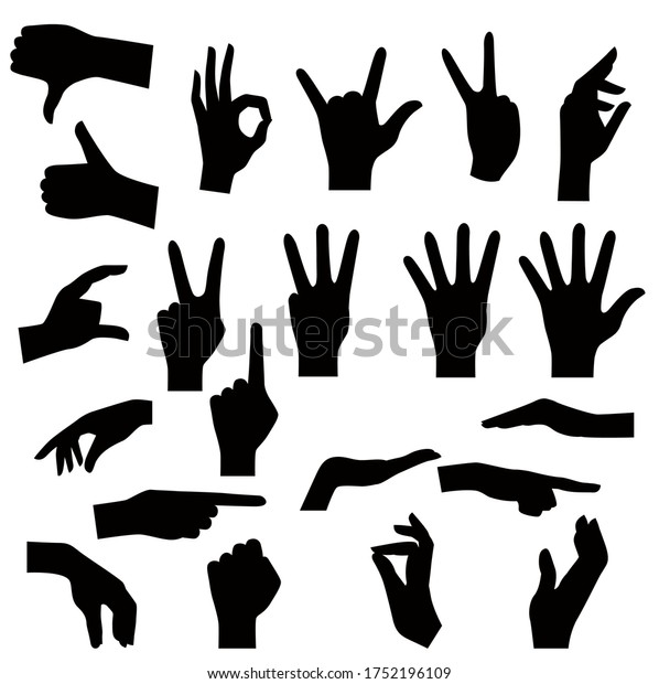 Black Silhouettes Hands On White Background Stock Vector (Royalty Free ...