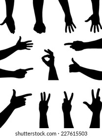 Black silhouettes of hands. vector