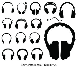 Black silhouettes of headphones-vector