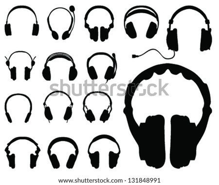 Black silhouettes of headphones-vector