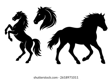 Black Silhouettes of Horses for Chinese Zodiac 2026