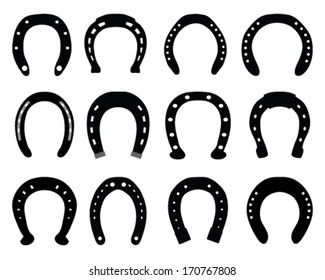 Black silhouettes of horseshoe, vector