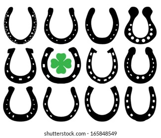 Black silhouettes of horseshoes, vector