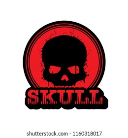 Black silhouettes of human skull on white background