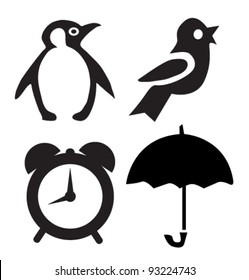 Black silhouettes icon set.