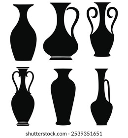 Black Silhouettes of Jars and Vases: Elegant Design