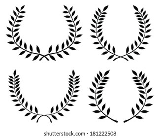 Black silhouettes  of laurel wreaths, vector