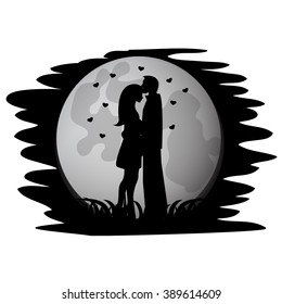 Black silhouettes of lovers 