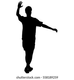 Black silhouettes man with arm raised. Vector illustration