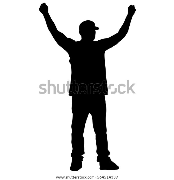 Black Silhouettes Man Arm Raised Vector Stock Vector (Royalty Free ...