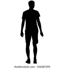 Black silhouettes man on white background. Vector illustration.