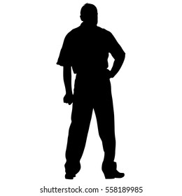 Black silhouettes man on white background. Vector illustration