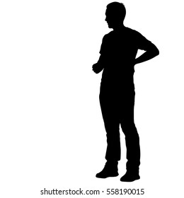 Black silhouettes man on white background. Vector illustration