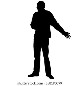 Black silhouettes man on white background. Vector illustration