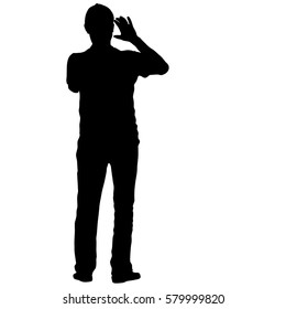 Black silhouettes man on white background. Vector illustration