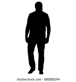 Black silhouettes man on white background. Vector illustration