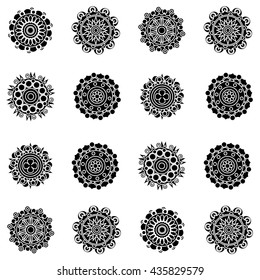Black silhouettes mandalas - vector  set