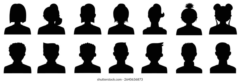 black silhouettes mans head vector
