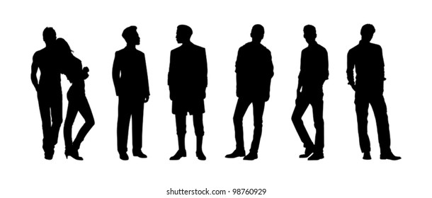 Black silhouettes of men and woman
