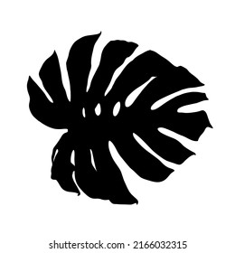 Schwarze Silhouetten auf Monsterablatt einzeln auf weißem Hintergrund, Vektorgrafik
