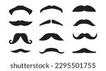 Black silhouettes mustaches set. vector illustration