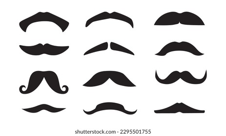 Black silhouettes mustaches set. vector illustration