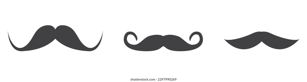 Black silhouettes mustaches set. vector illustration