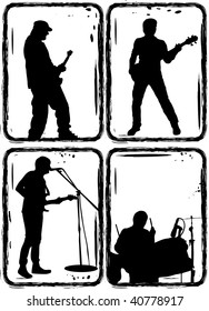 Black silhouettes on a white background