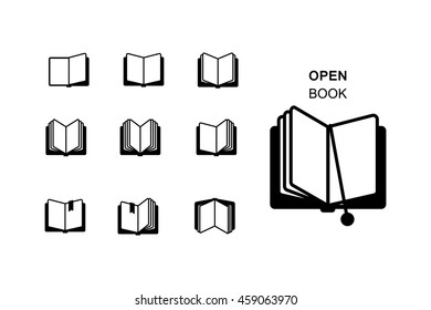 Black silhouettes of open book. Vector illustration