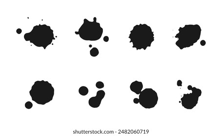 Black silhouettes paint stains vector set isolated on white background