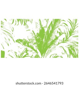 Black silhouettes of palm trees, tropical leaves of trees. Collection of tropical exotic leaves of palm, monstera, coconut, banana tree.