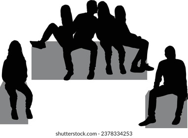 Black silhouettes of a people sitting	
