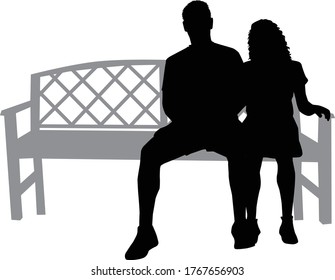 Black Silhouettes People Sitting On Bench Stock Vector (Royalty Free ...