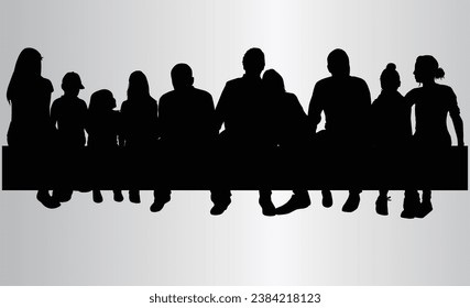  Black silhouettes of a people sitting, set of vector silhouettes.